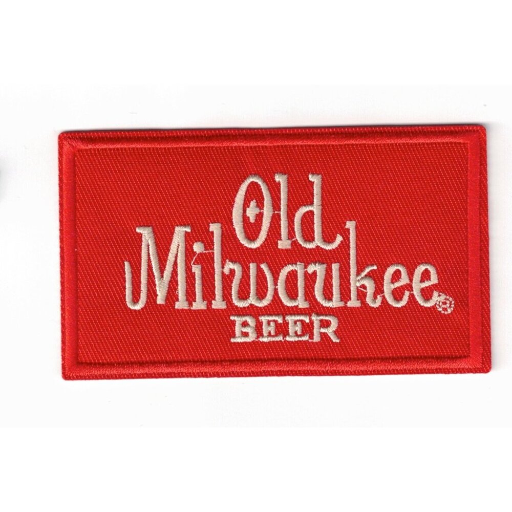 Old Milwaukee Beer Red 4x2in Embroidered Sew / Iron-on Patch